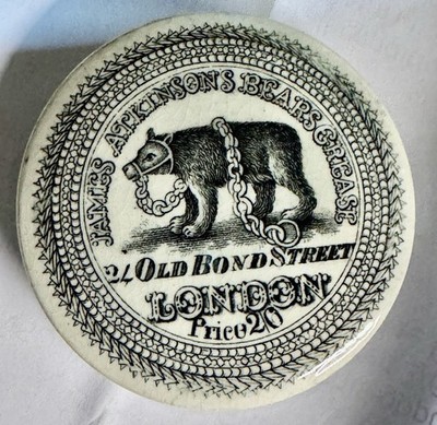 1880 s Bears Grease Pot Lid - Mint - Pictorial (K602)