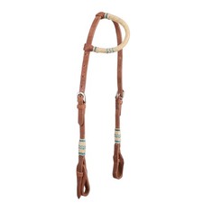 Showman Argentina Cow Leather Single Ear Headstall w/ Teal Rawhide Accents