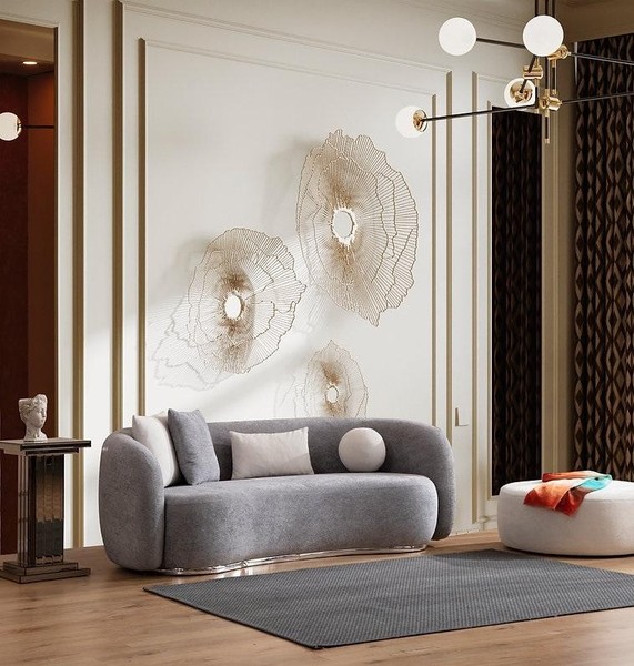 Sofa 4 Sitzer Polstersofa Grau Textill Sitz Design Stoff Modern Couch Sofas-image