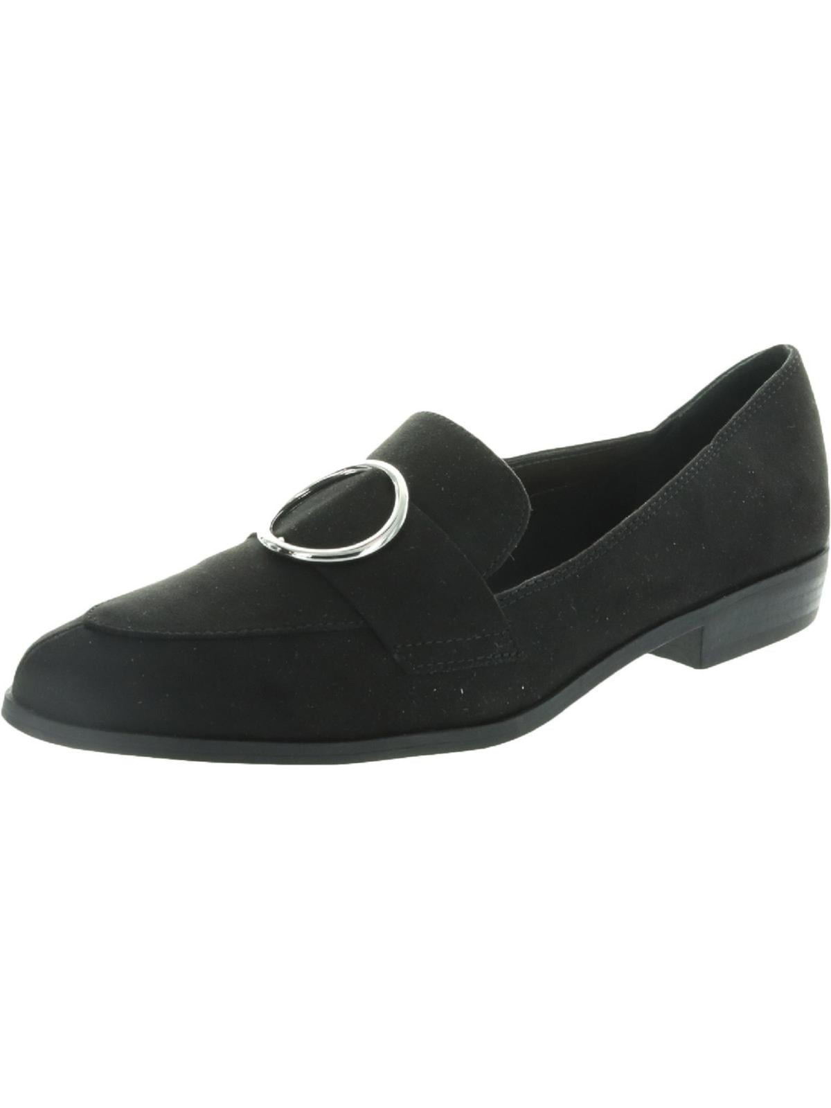 Женские мокасины без шнуровки BAR III с черным кольцом и острым носком на блочном каблуке 5 м