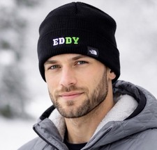 The North Face Black Knit Beanie Hat Eddy Logo Ski Snowboard Winter Unisex O/S