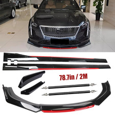 For Cadillac Ct4 Ct5 Ct6 Glossy Black Look Red Front Lip Chin Bumper Side Skirt