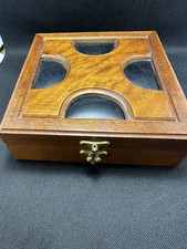 Vintage Apex Japan Wooden Valet Faux Leather Jewelry Box Velvet Lined Retro MCM