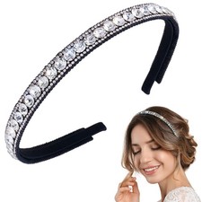 HINZIC Non-Slip Rhinestone Headbands for Women, 1 Count Pack of 1 , White