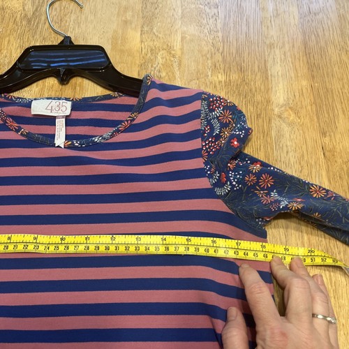 435 Matilda Jane Girls Size 16 Blue Pink Stripes Floral Long Sleeve Dress - Picture 8 of 11