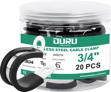 OURU 20pcs 3/4 Inch Stainless Steel Cable Clamps - Black