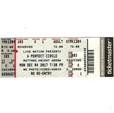 A PERFECT CIRCLE & THE BETA MACHINE Concert Ticket Stub EUGENE OR 12/4/17 Rare