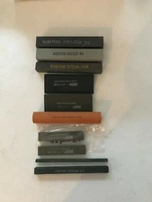 Lot of 10 Norton Sharpening Stones, Oil Slip, Round, Jointer, etc.  Abrasive NEW