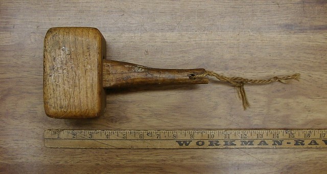 Old Used Tools Vintage Wood Mallet Woodworker Chisel 