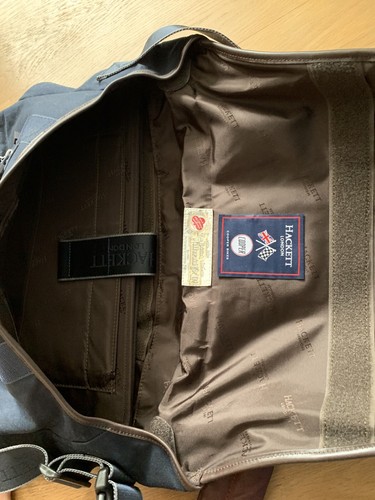 New Hackett Messenger Bag In Burgundy/Navy/Brown - Picture 4 of 9