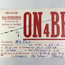 Belgium QSL Radio Card 1957 Raoul Bouquegneau Hymns Mons Hainaut Houzeau