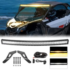 Amber/White Strobe Roof 52" LED Light Bar Mounts Wire Kit For Can Am Maverick X3