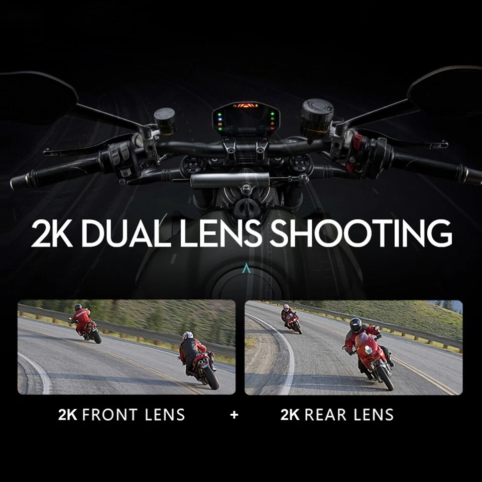 Dual lens 2K HD Motorcycle Action Camera IP66 Waterproof WiFi APP Helmet Camera - Image 3 of 4