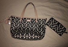 Coach Park Metro Dream C Tote and Wallet set Black Cream F26201