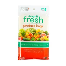 Keep it Fresh Produce Bags 30 Fruit Veggie Freshness Green Bags & Twist Ties