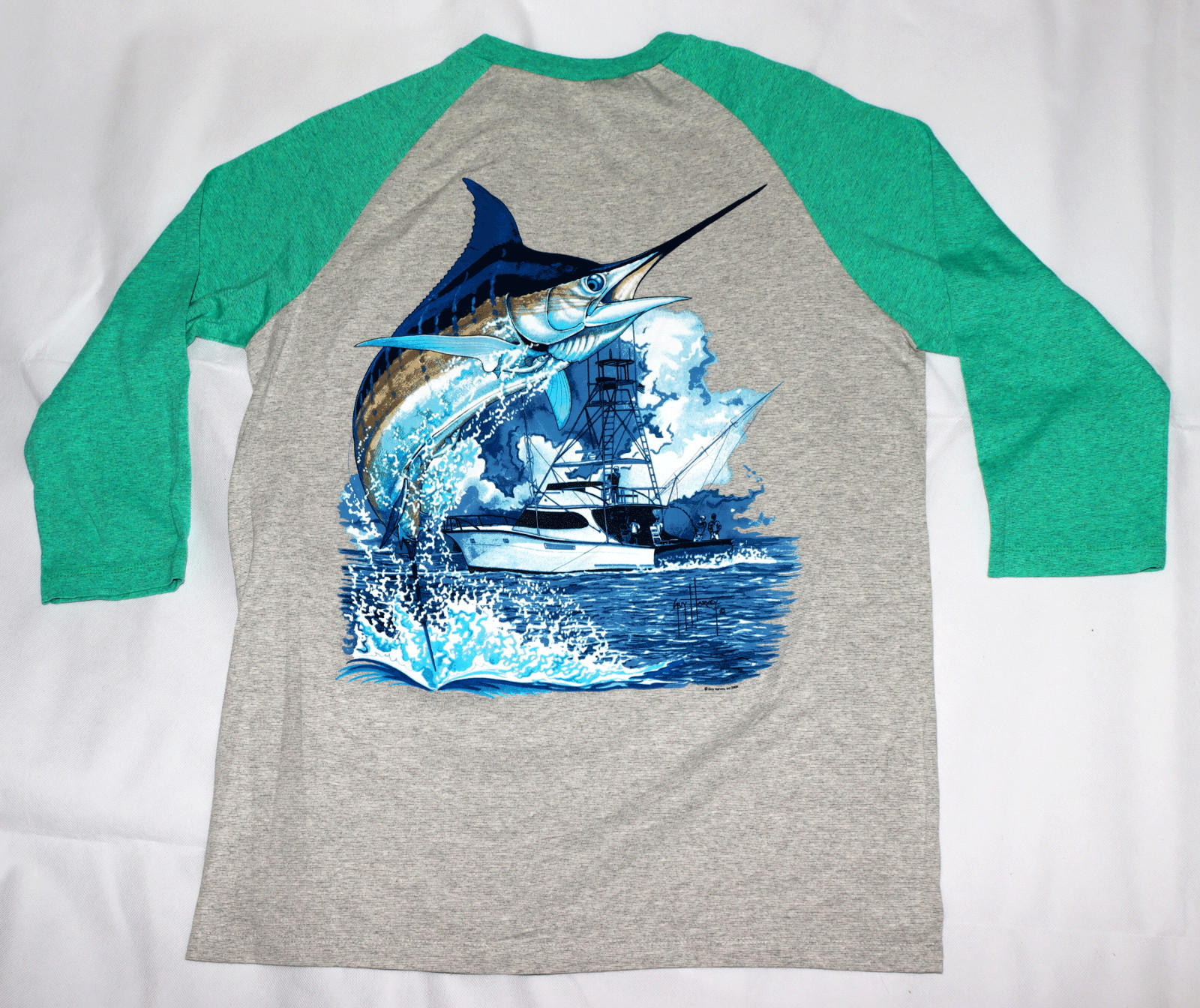 Pacific Guy Harvey Mens Long Sleeve Fishing Graphic T… Gem