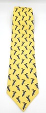 Viscount Mens Yellow Golf Bag Flag Tie Poly/Silk Made In USA