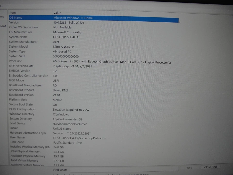 Acer Nitro5 AN515-44-R99Q 15.6 ” FHD AMD Ryzen 5 4600H 3GHz 24GB SSD Reset 256GB - Image 2 of 4