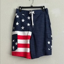 Wave Zone Men s Red/White/Blue/Stars Swim Trunks,