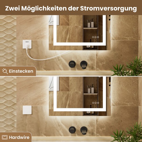 Specchio bagno con illuminazione LED specchio da parete con touch senza appannamento specchio luminoso - Foto 6 di 37