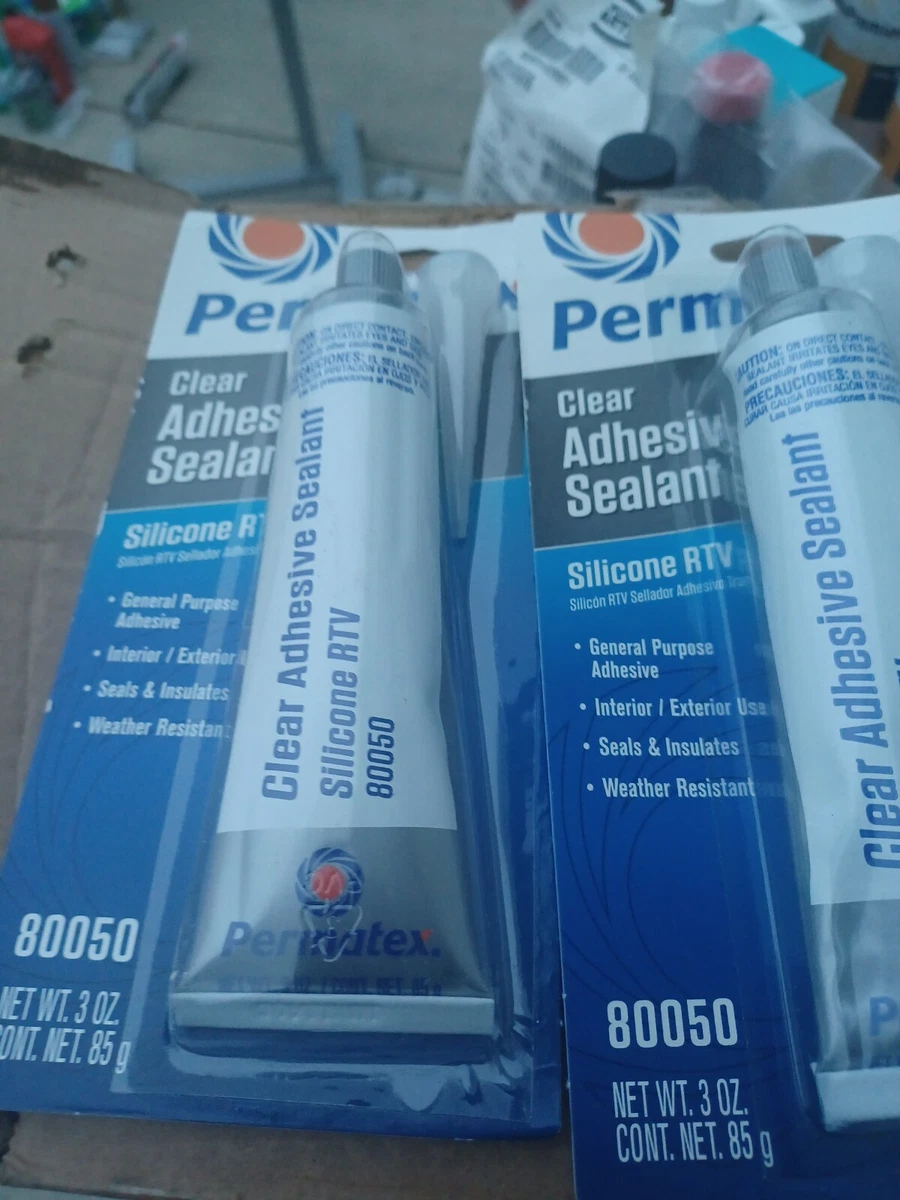 Permatex 80050 3 oz Clear Silicone Adhesive Sealant, Waterproof Glue