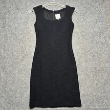 St John Couture Dress Womens 4 Black Knit Textured LBD Chic Classic Timeless USA