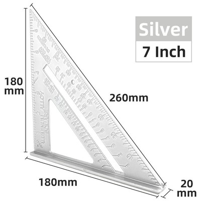 7 Inch Metric Aluminum Triangle Ruler - Adjustable Angle Protractor, 0-90°, Roofing & Layout Square - View #12