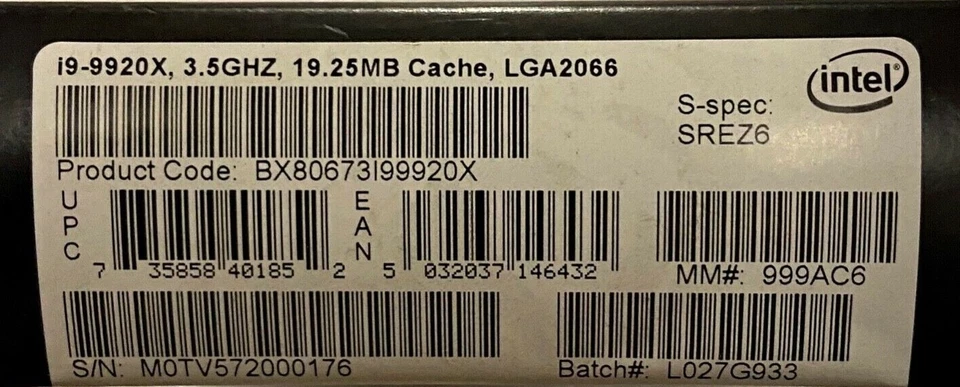 Intel BX80673I99920X SREZ6 Core i9-9920X X-series Processor 19.25M Cache NEW - Image 2 of 2