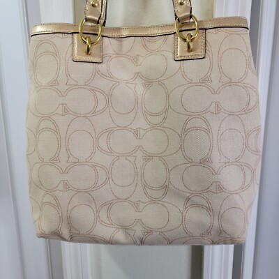 COACH PENELOPE LINEN SIGNATURE TOTE COACH F19266 | eBay
