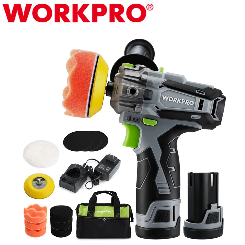 WORKPRO 12V Cordless Polisher 3" Mini Car Detailing Buffer & Sander Machine Kits - Image 2 of 4