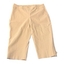 NWT Chico  s So Slimming Brigitte Tab Hem Pull-On Capri Pants Size 2 Taupe Cream