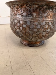 19th Century Mughal Indo Persian Tinned COPPER Basin