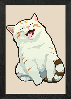 Lachende Cartoon Katze Illustration gerahmtes Wandbild Poster Leinwanddruck Bild