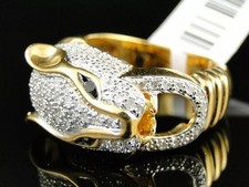Anello da uomo con testa di pantera con diamanti taglio tondo 3 ct e...