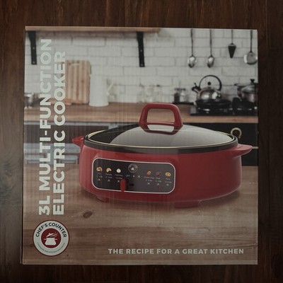 Multi-Function Electric Cooker 3L Red New In Box by Chef's Counter Slow Cooker