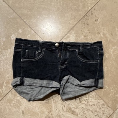 urbanvibe Cuffed Denim Shorts Black Juniors Size 11 Cotton Spandex Stretch