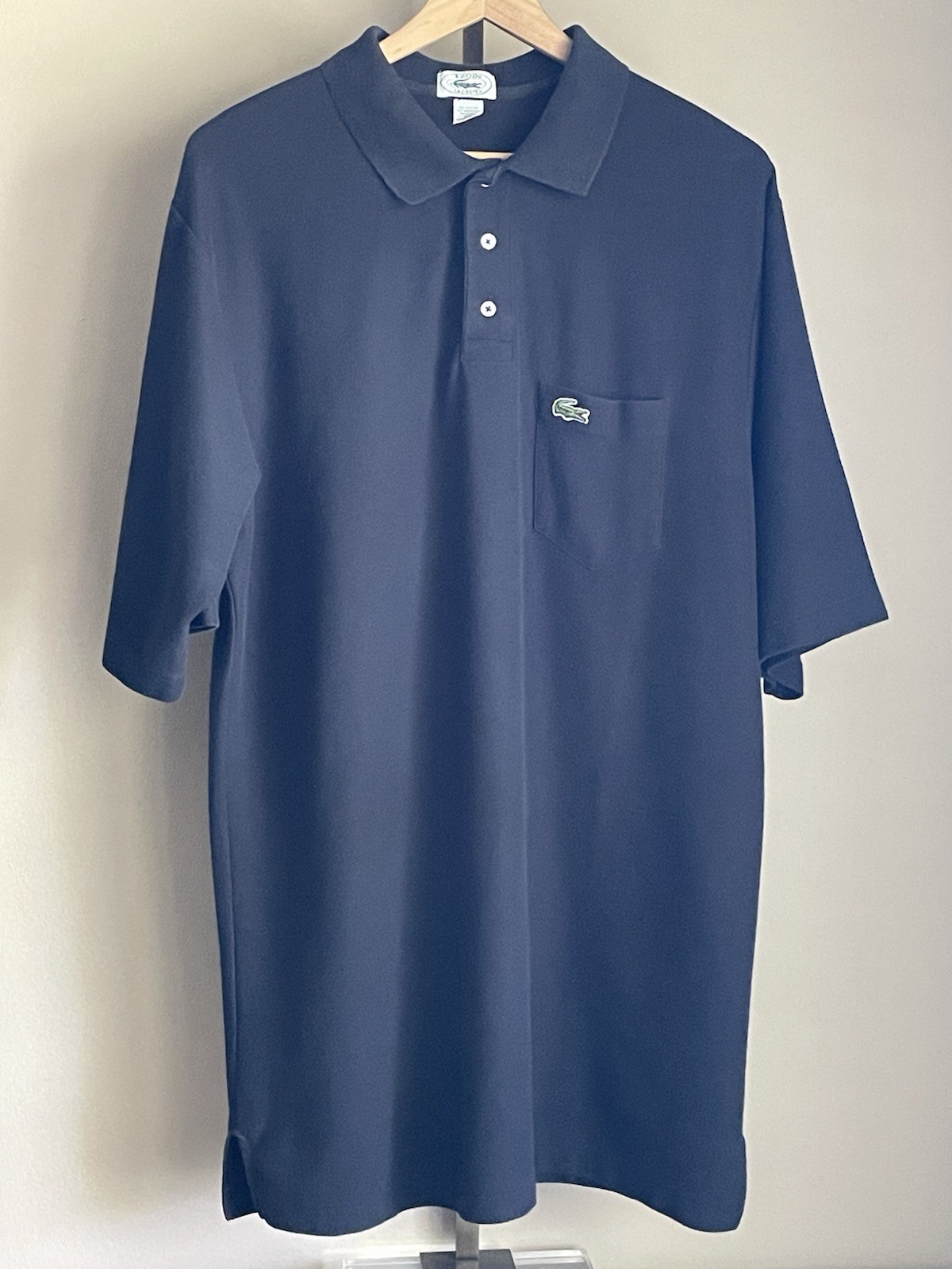 Vintage Izod Lacoste Polo Shirt Mens XLT Black Cotton Blend Made USA 80s