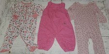 Lot Gerber White Pink Floral Kit Pearl Romper Overalls 0-3 Months W25