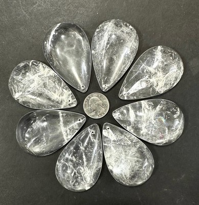 Rock Crystal Chandelier Sconce Quartz Pendants Prisms Half Pear Droplet 65mm 8pc