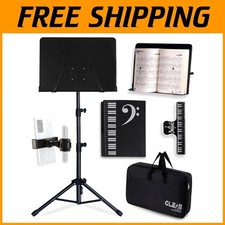 Portable Sheet Music Stand with Phone Holder - Black