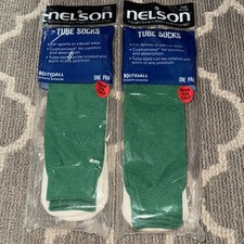 2 Vtg 80's 90s Nelson Tube Socks Over The Calf 9-15 Large Green White Athletic