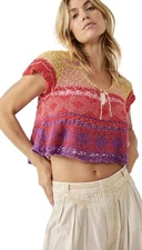 Free People  Lily sweater In Paradise Knit Boho Crop 