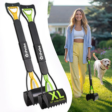 32" Long Handle Dog Pooper Scooper for Yard 2-Pack   No Bending, Clean Pickup on