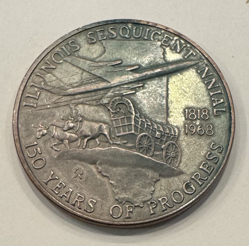 Illinois Sesquicentennial Medal Token 1818 1968 Medallic Art Bronze Coin Vintage