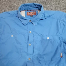Simms Shirt Mens L Blue Button Up Performance Fishing Lightweight Vented