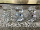 LOT OF 3 FENTON CLEAR GLASS BEARS 2 WITH HEARTS