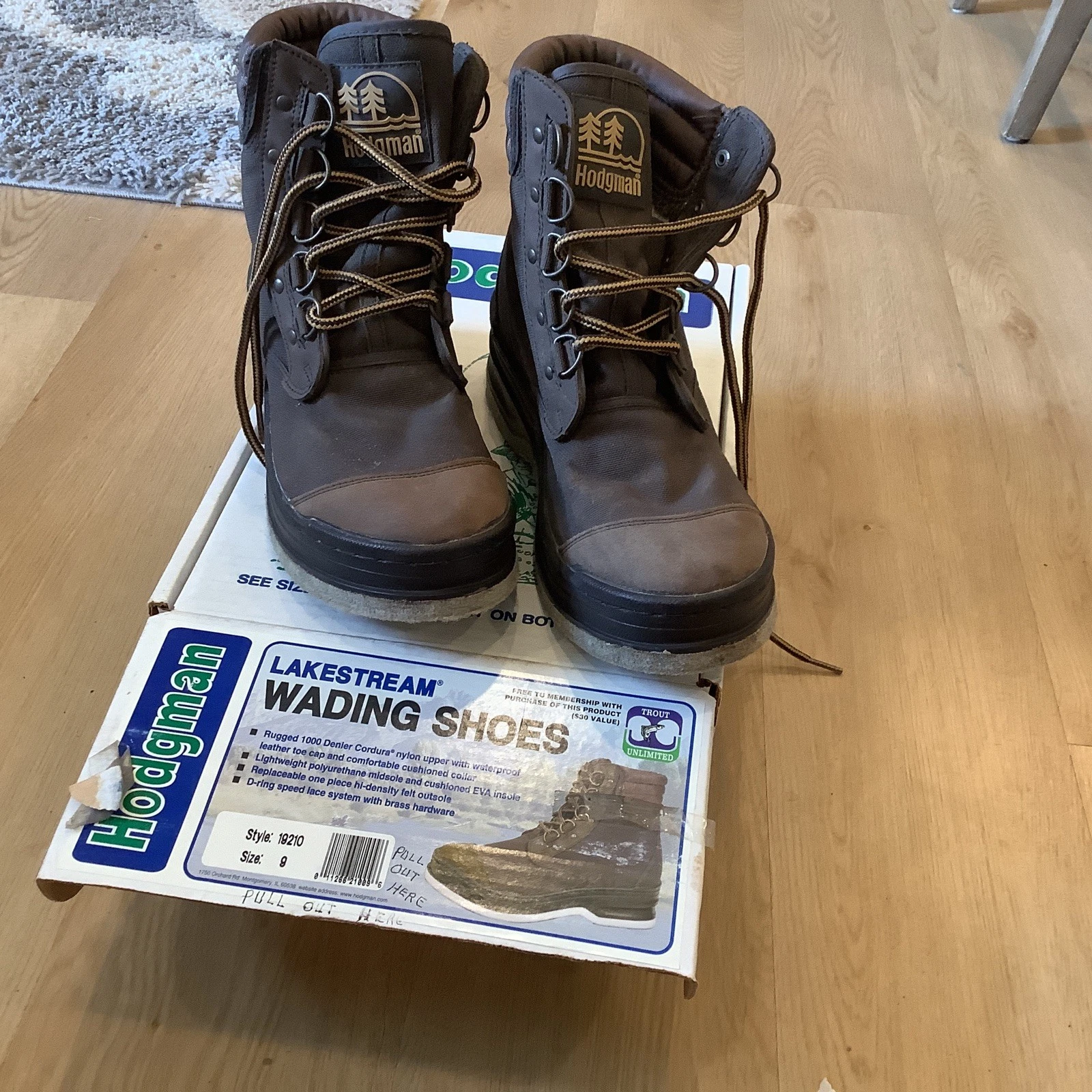 Hodgman Wading Boots Fishing Mens Size: 9 Lakestream Brown Lace Up Ankle used