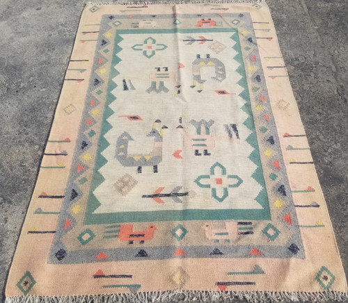 Vintage Traditional Handmade Beautiful Swedish Kilim Floor Rug Carpet 153x93 cm