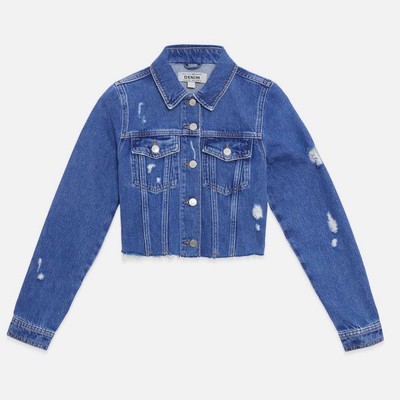 Next Mädchen hellblaue Jeansjacke im Used-Look Größe 10-11 Jahre (aktuelle Saison)