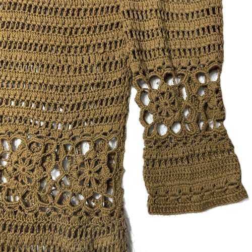 Sundance Fosette Cotton Crochet Cardigan in Golden Olive Size M - Picture 4 of 7